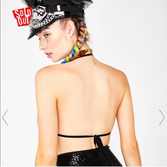 Go Guy Fire Flame Bra Bralette Burning man sequin - Picture 5 of 5